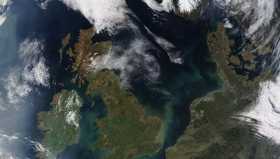 Satellite view of northwestern Europe