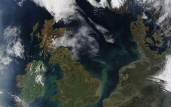 Satellite view of northwestern Europe